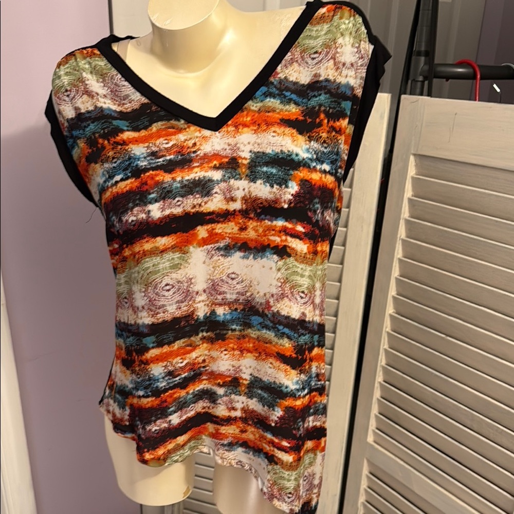 Multicolor V-Neck Women's Top